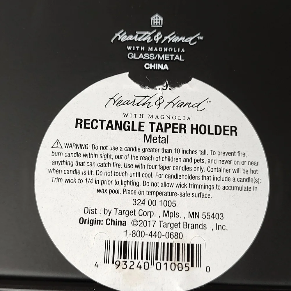 Hearth and hand with magnolia rectangle taper holder metal black  decorative